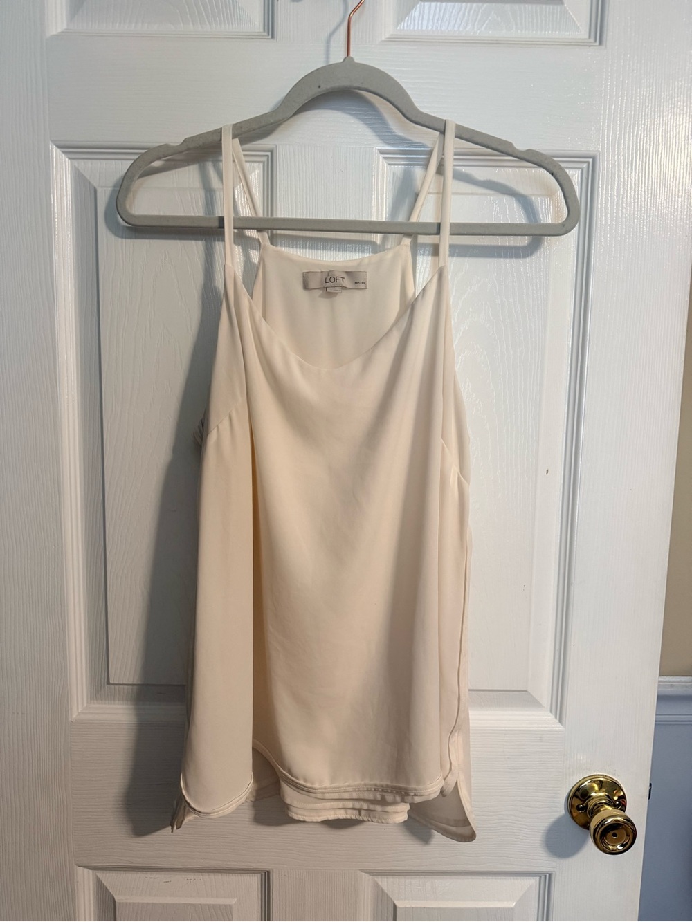 LOFT Creamy Ivory Double-Layer Spaghetti Strap Cami